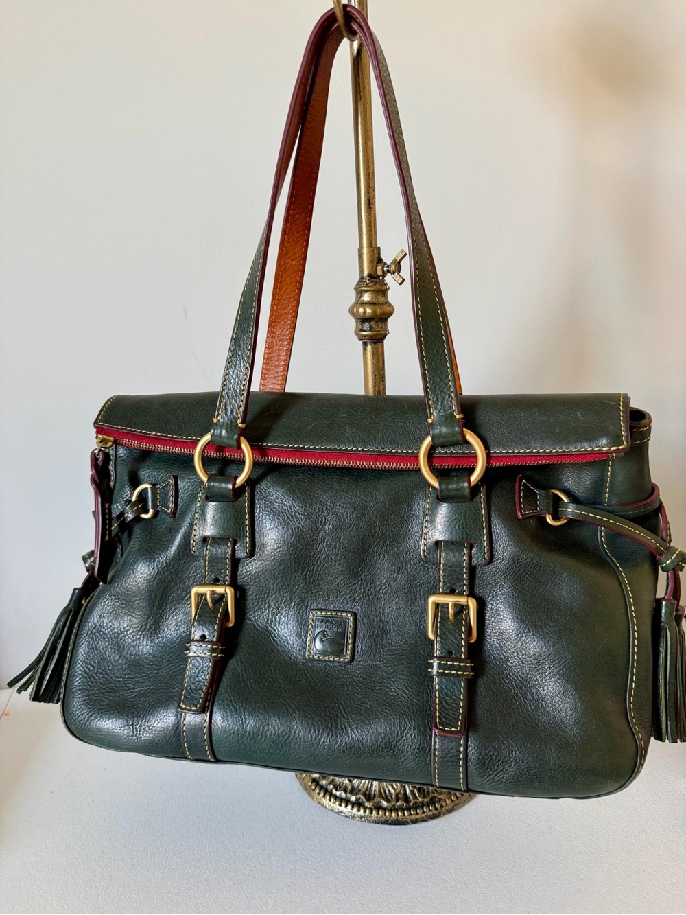 Dooney & Bourke Dark Green Florentine Leather Tote Handbag